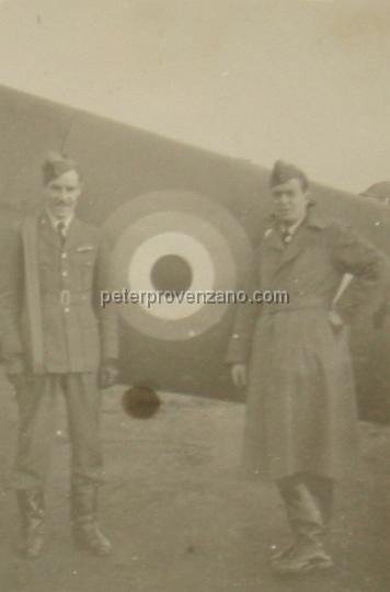 Peter Provenzano Photo Album Image_copy_032.jpg - Edward Miluck and Victor Bono next to a Miles Master IA trainer.  RAF Station Tern Hill,  fall of 1940.